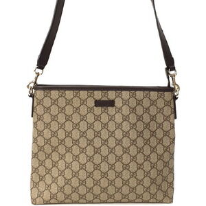 Gucci GG Plus Monogram Flat Messenger Crossbody Bag Brown
